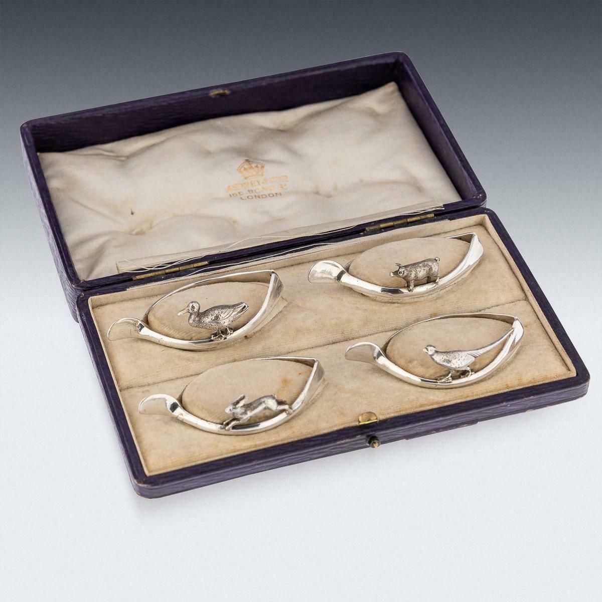20th Century British Solid Silver 'Lucky Animals' Napkin Rings, Asprey, C.1913 photo furniture