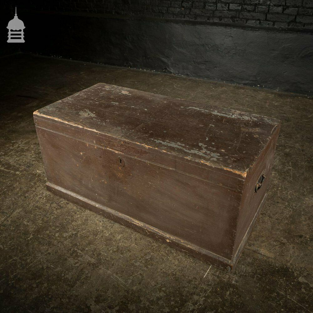 Vintage Wooden Tool Chest With Brown Flaky Paint And Removable Internal Tray photo vintage