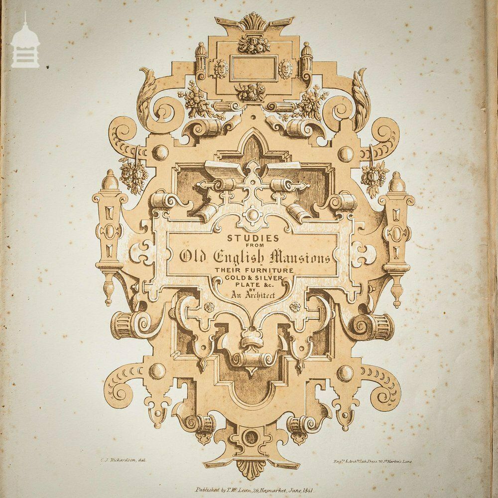 Rare Original Charles James Richardson Volume Of Studies From Old English Mansions 1841 photo vinterior