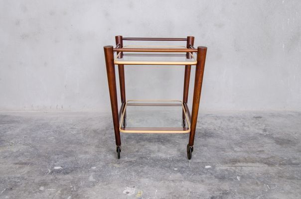Teak Trolley With Two Glass Tops By Cees Braakman For Pastoe, 1950s photo buy