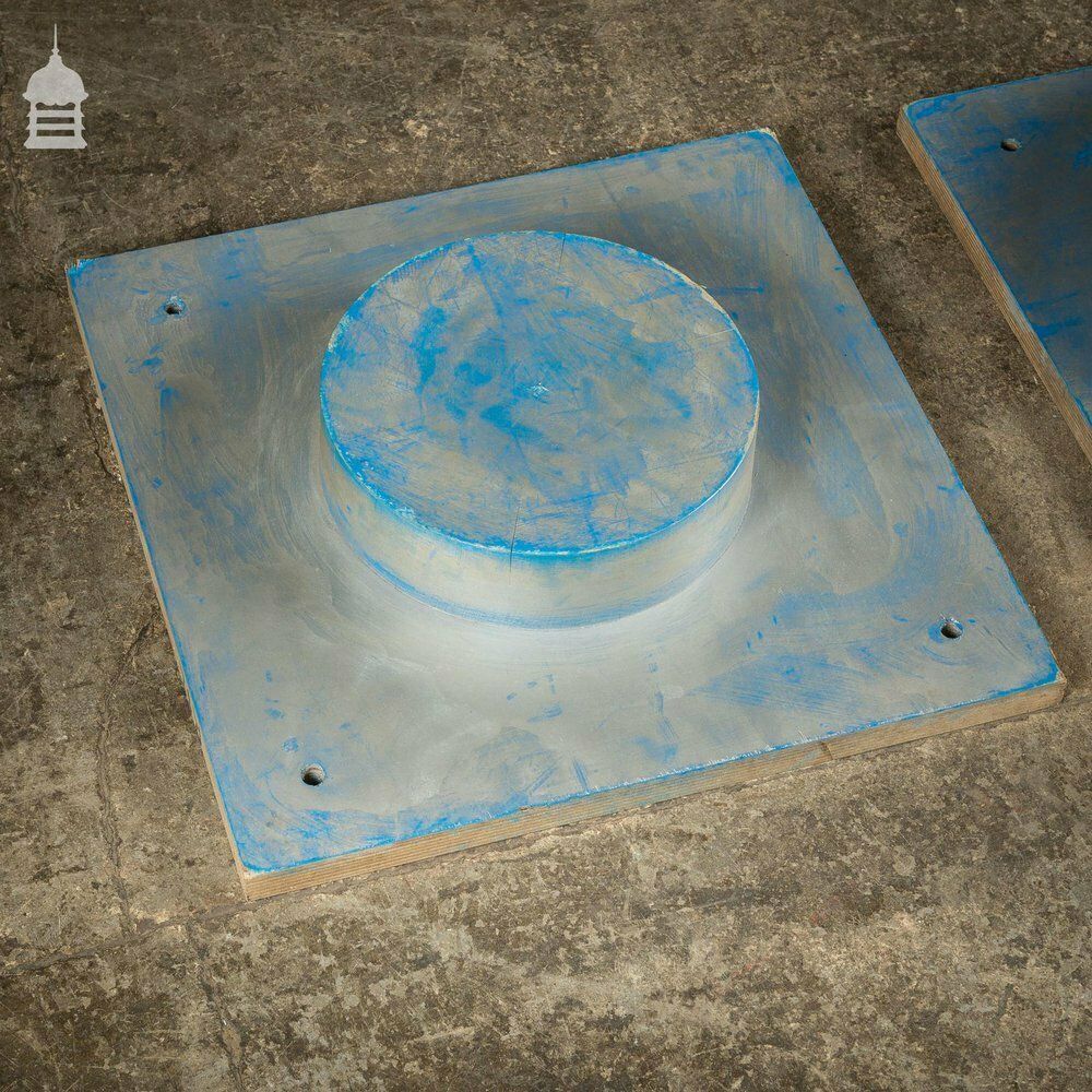 Pair Of Blue And Silver Industrial Factory Foundry Moulds photo vintage