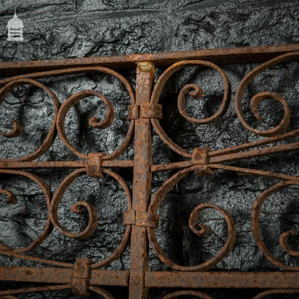 Large 19th C Wrought Iron Railing Panel With Scroll Design photo 690.0