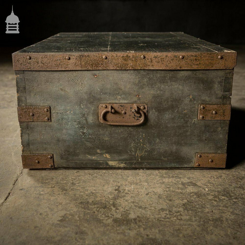 19th C Royal Regiment Wooden Truck Chest With “A.D. Chubb R.C.A” Monogram photo for sale