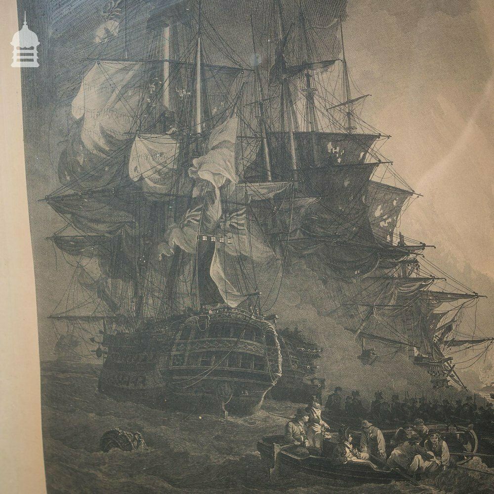 Georgian Engraving Dated 1803 By James Fittler Depicting The 1798 Battle Of The Nile In Painted Birdseye Maple Effect Frame photo vinterior