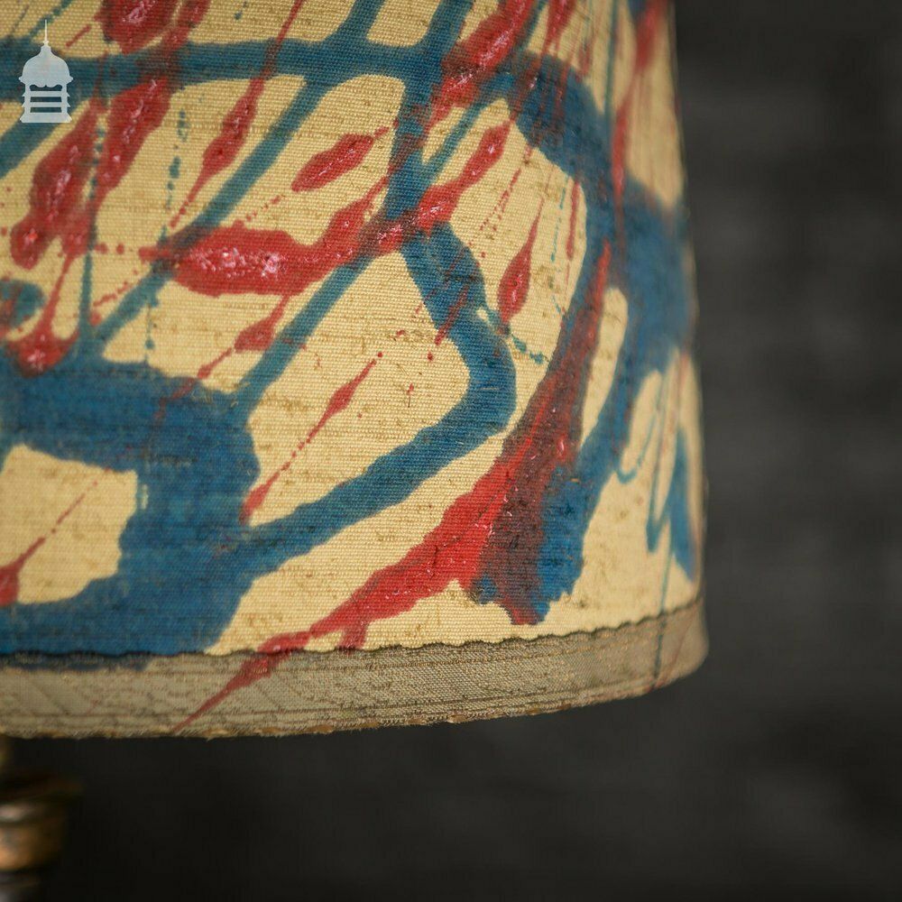 photo for sale Mid Century Wrought Iron Standard Lamp With Scroll Detail And Colourful Shade