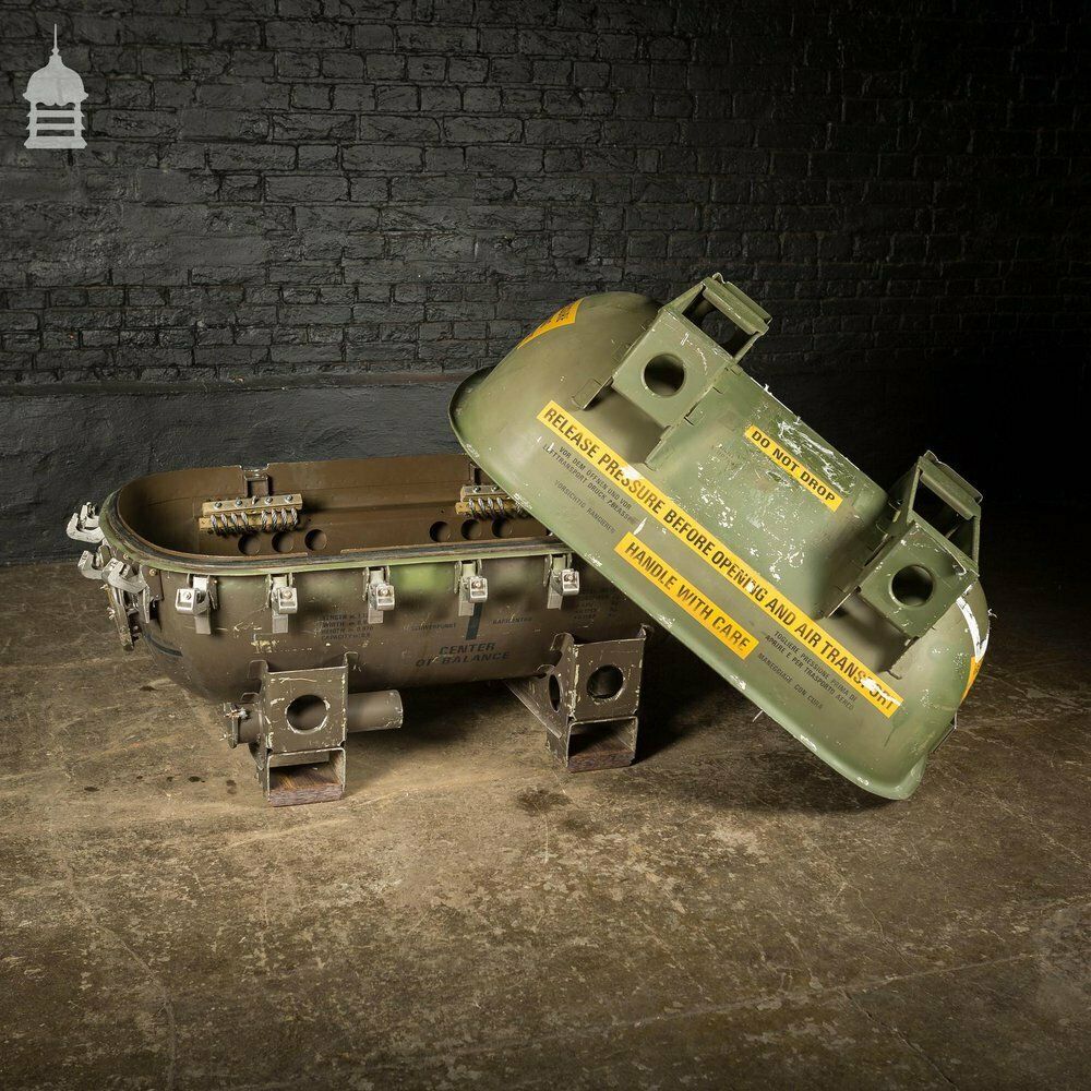 photo vintage Industrial Aluminium Ex Raf Shipping Capsule Military Storage Crate Trough