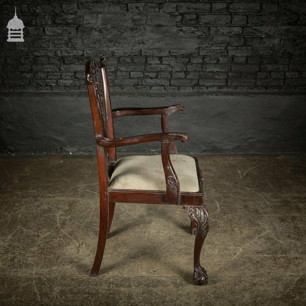 2940.0 Set Of Six Ornate Chippendale Revival Dining Chairs Armchairs Circa 1900 photo