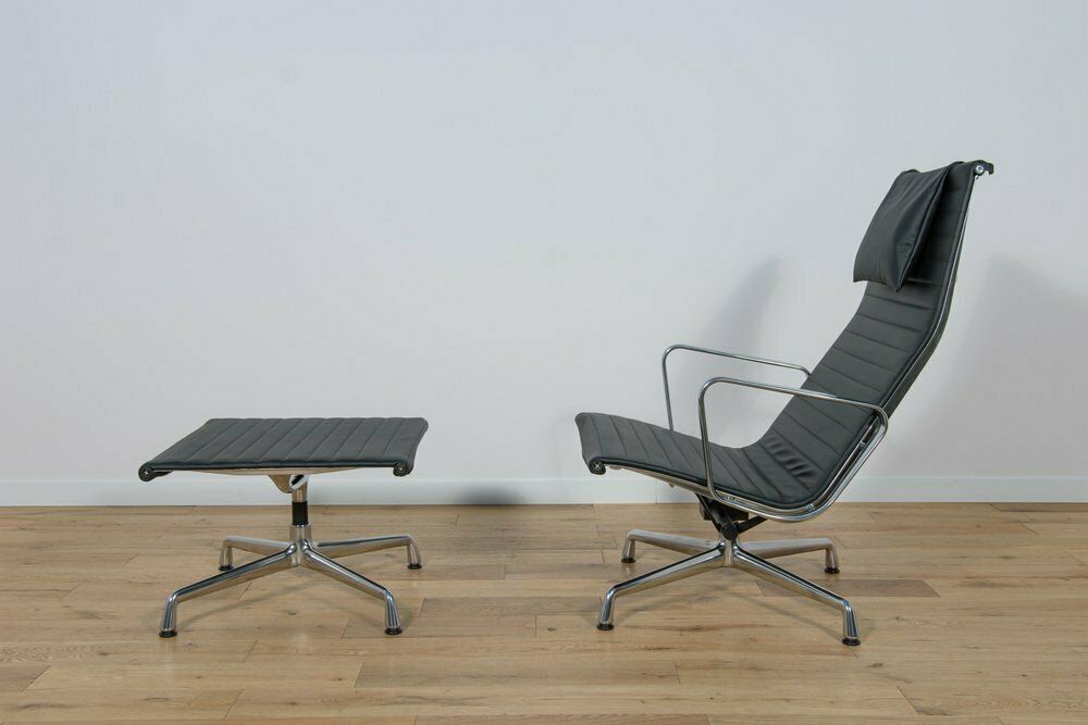 Alu Group Ea124 & Ea125 Lounge Chair & Ottoman By Charles & Ray Eames For Vitra, 1980s, Set Of 2 photo furniture