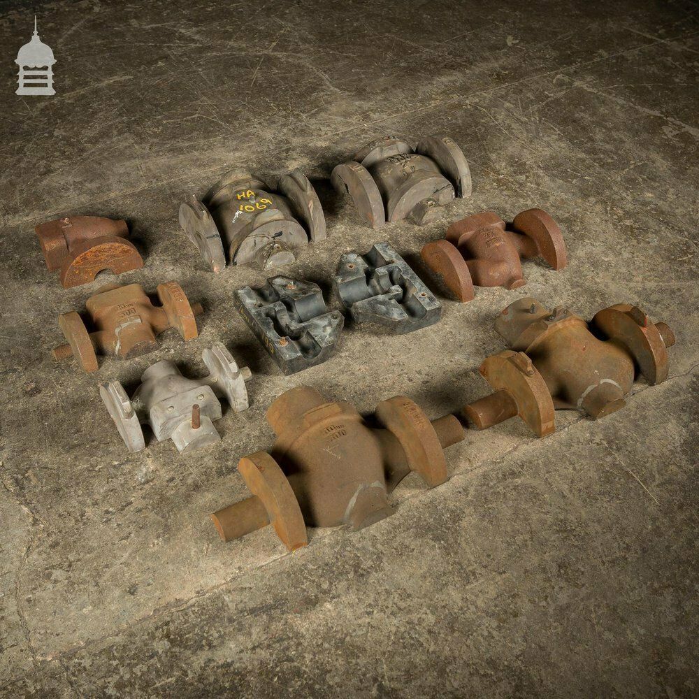 Batch Of 10 Metal And Wooden Industrial Factory Foundry Moulds photo furniture