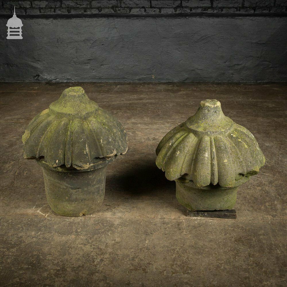 Pair Of Carved Georgian Sandstone Pier Cap Finials photo vinterior
