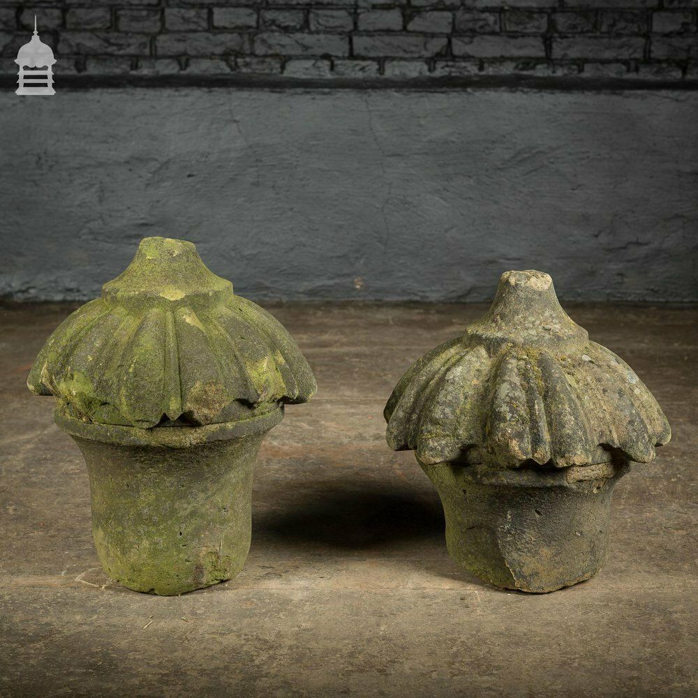 photo furniture Pair Of Carved Georgian Sandstone Pier Cap Finials