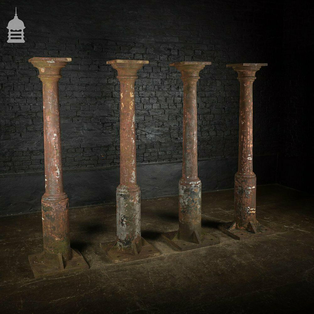 photo for sale Set Of 4 19th C Cast Iron Columns Stanchions Pillars