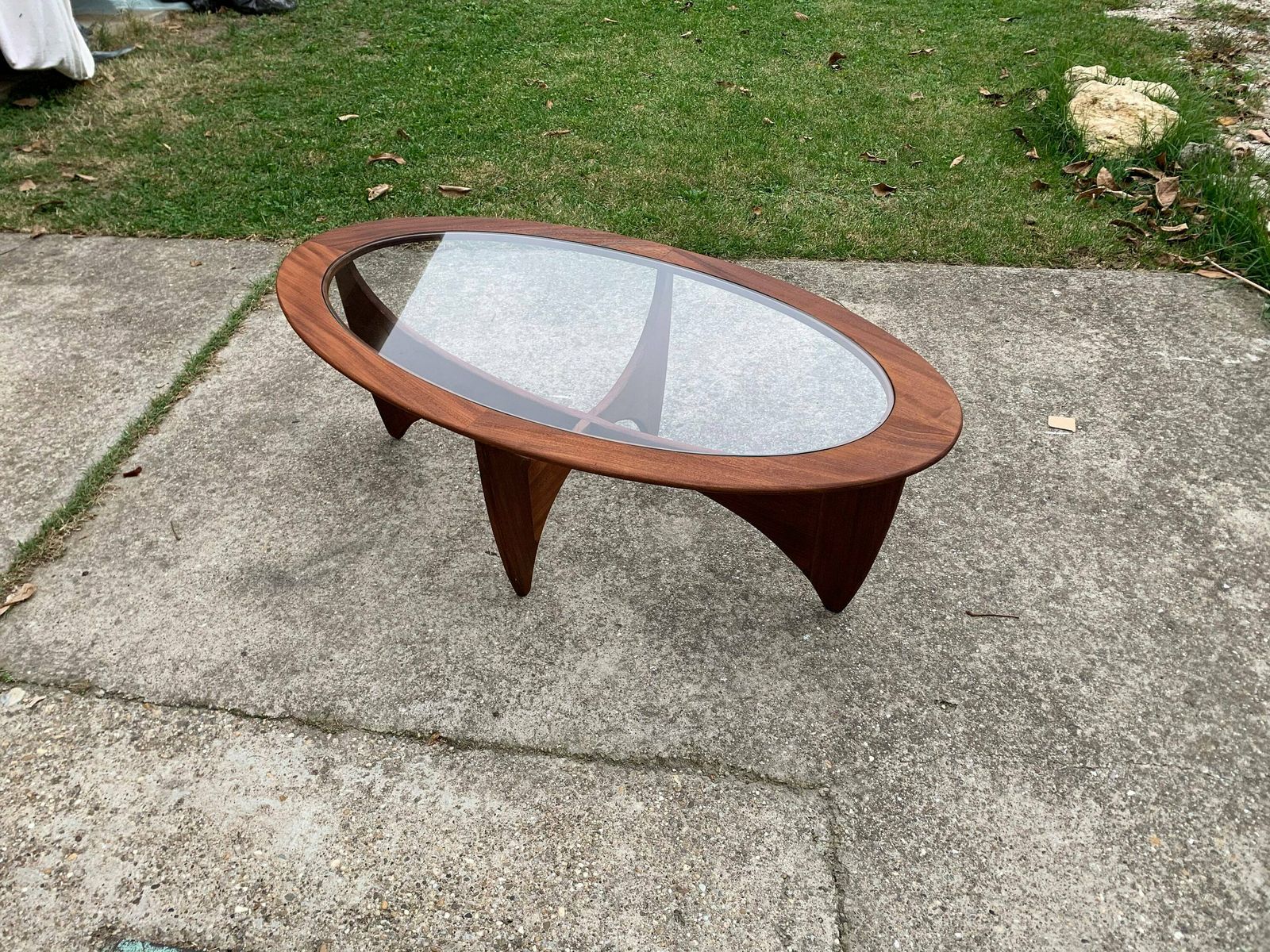 Oval Teak Astro Coffee Table With Glass Top By Victor Wilkins For G Plan, 1960s photo Furniture