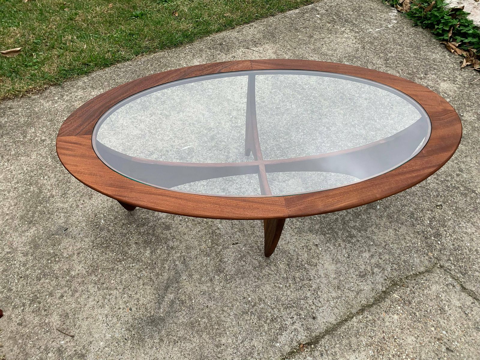 Oval Teak Astro Coffee Table With Glass Top By Victor Wilkins For G Plan, 1960s photo 1519.0