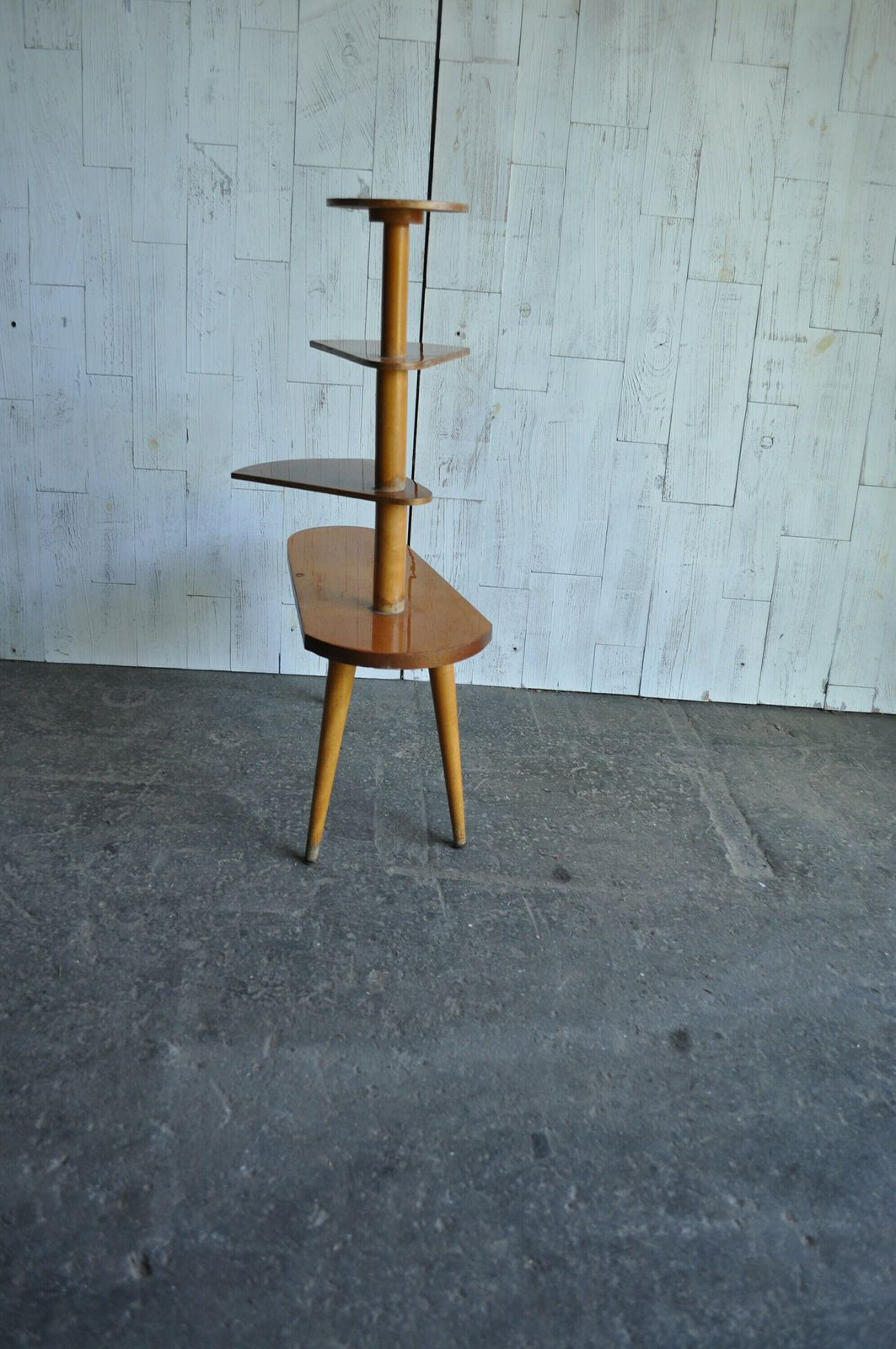 Vintage Wood Plant Stand, 1950s photo for sale