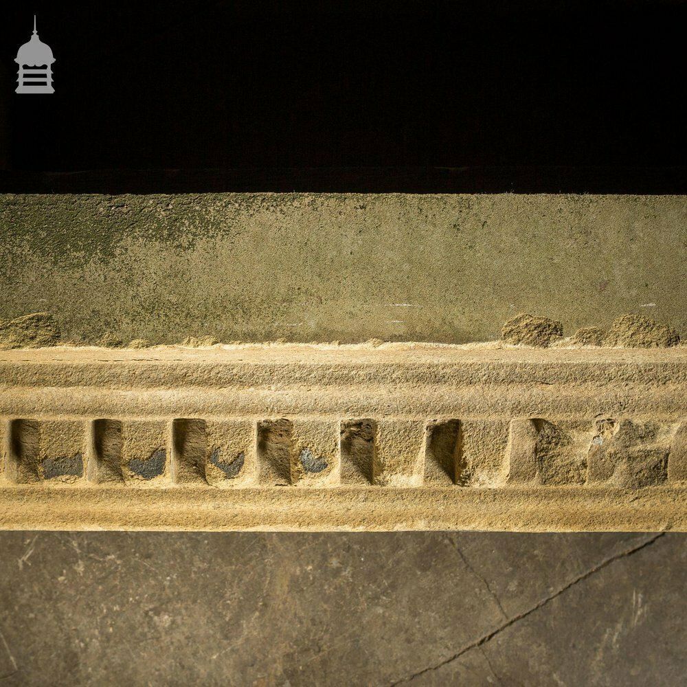 photo for sale Pair Of Georgian Carved Sandstone Lintels With Dentil Moulding