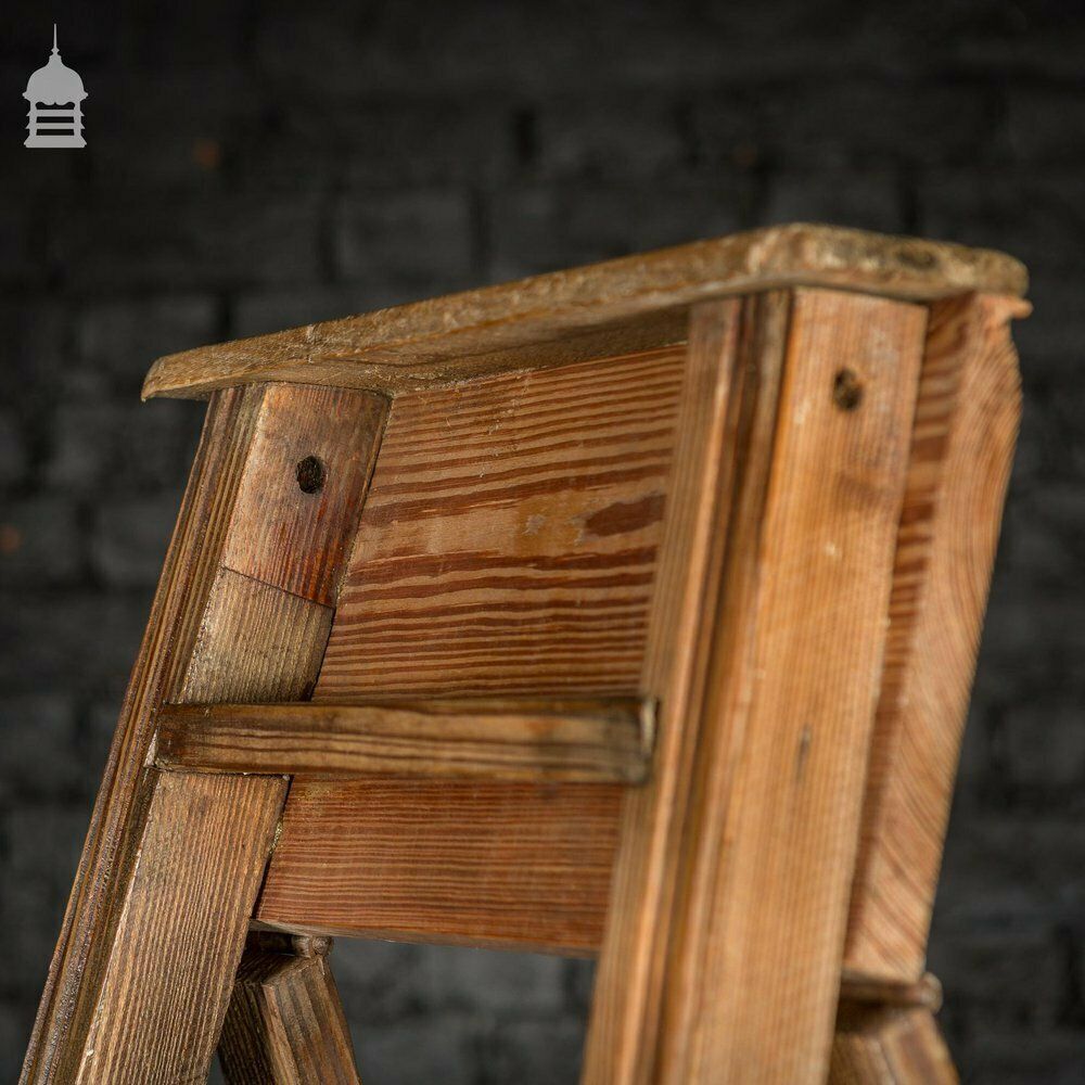 photo furniture Edwardian Pitch Pine Folding A Steps Ladder