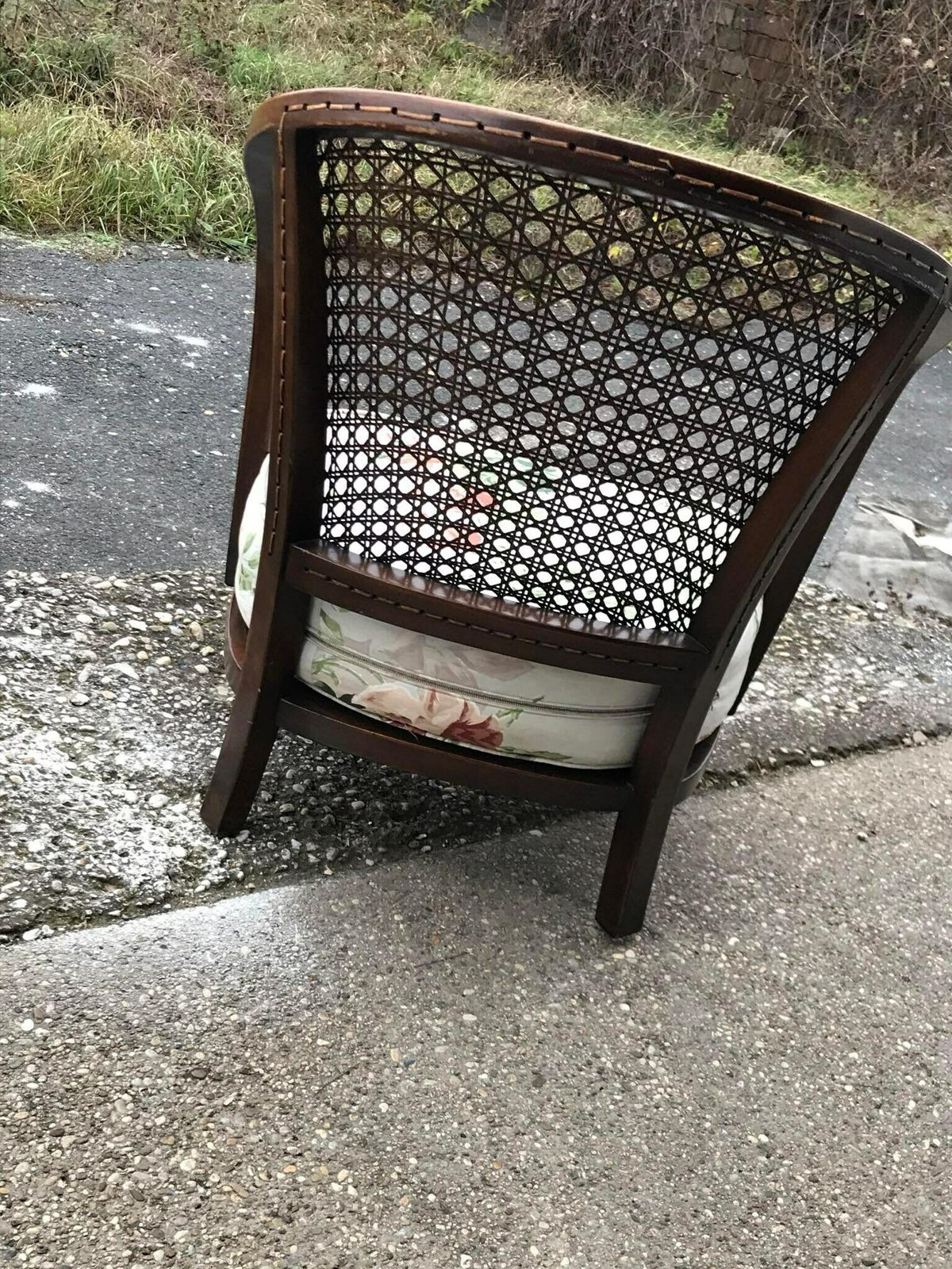 Vintage Floral Fabric And Wood Armchair, 1950s photo vinterior