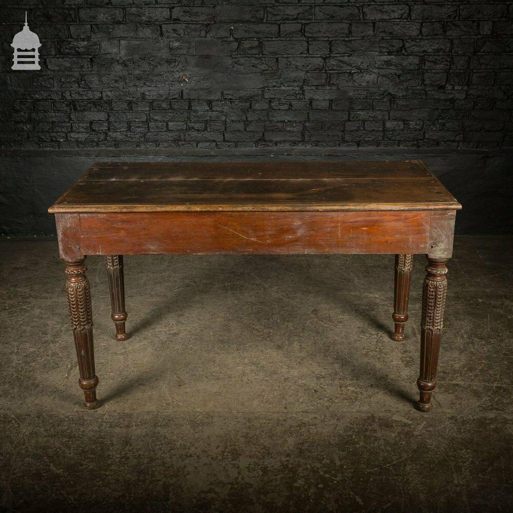Impressive 18th C Hardwood Side Table With Carved Starburst Drawers photo vinterior