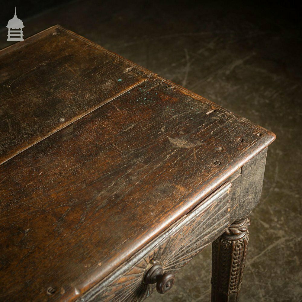 photo for sale Impressive 18th C Hardwood Side Table With Carved Starburst Drawers
