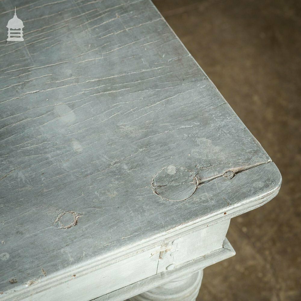 18th C Grey Painted Hardwood Colonial Centre Table With Reeded Legs And Bronze Paw Feet photo Furniture