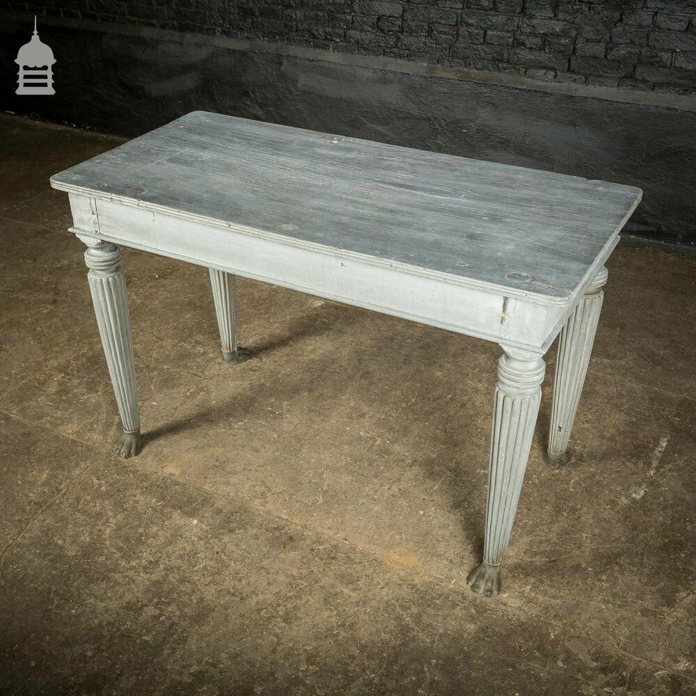 18th C Grey Painted Hardwood Colonial Centre Table With Reeded Legs And Bronze Paw Feet photo buy