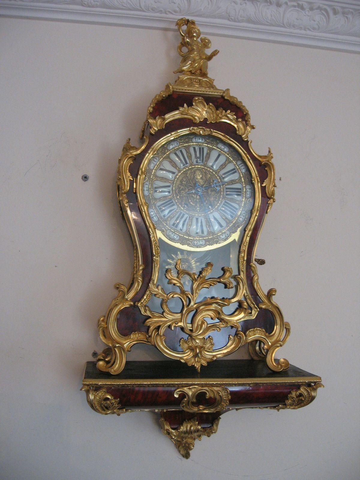 photo furniture Antique French Ormolu And Faux Tortoiseshell Clock And Bracket