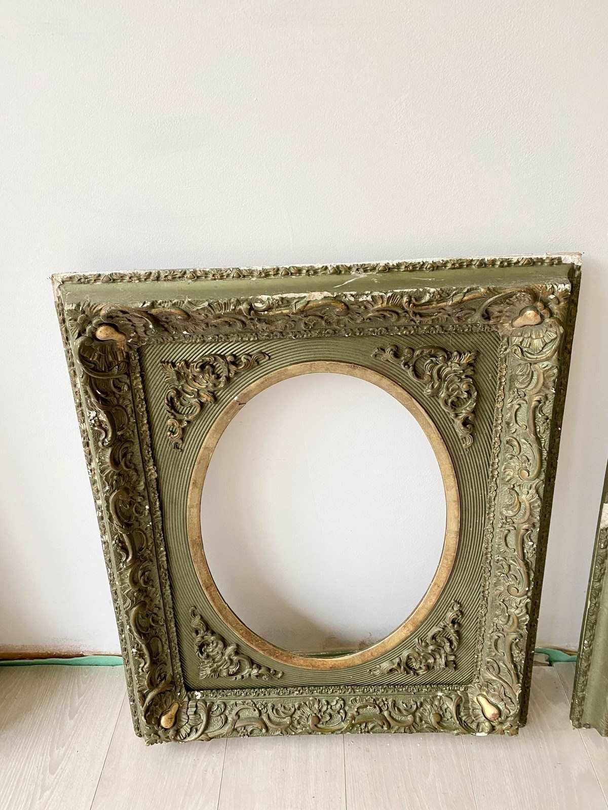 Fabulous Pair Of Antique Painted Gilt & Gesso Frames photo 895.0