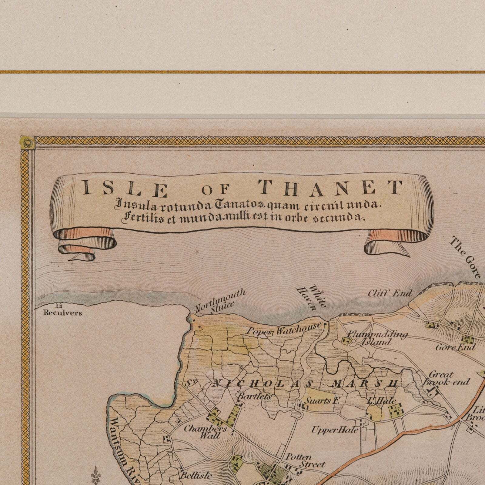 Antique Lithography Map, Isle Of Thanet, Kent, English, Cartography, Victorian photo buy