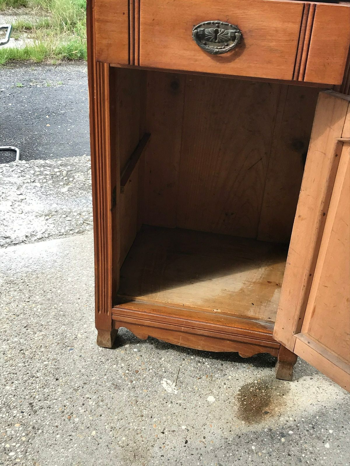 Antique Rustic Pinewood Nightstand photo vinterior