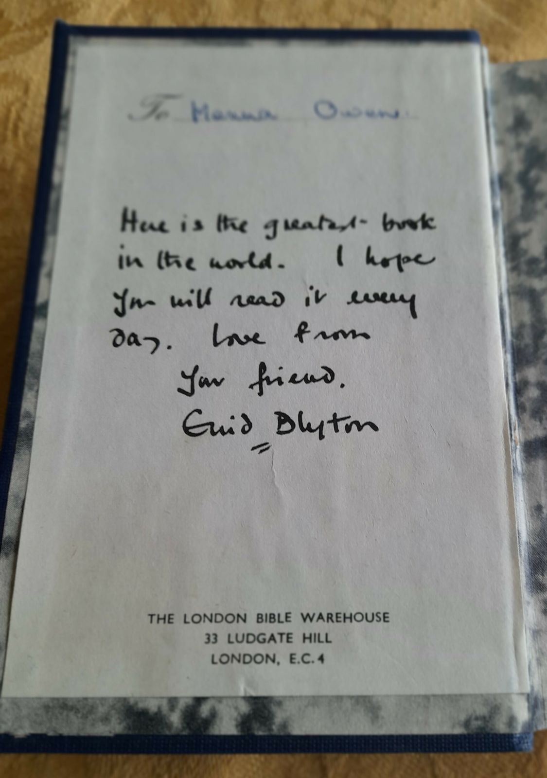 1937 Coronation Bible With Enid Blyton Signature. photo furniture