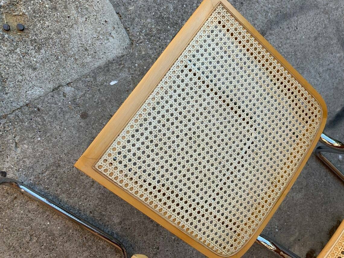 Mid Century Cantilever Chairs Set Of 4 / Marcel Breuer B64 Italian Armchairs / Made In Italy photo vinterior