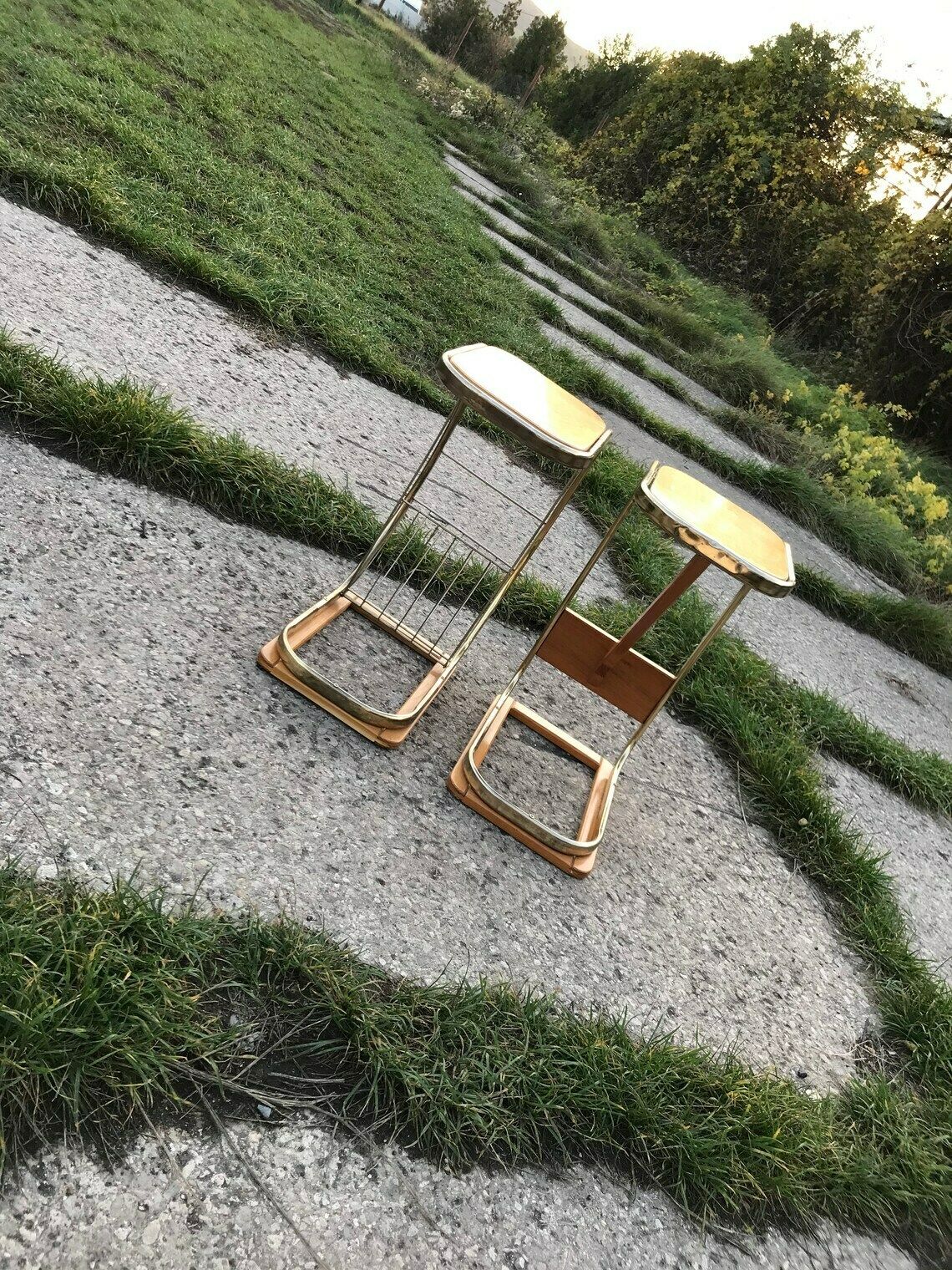 Mid Century Italian Side Tables With Magazine Rack, 1950s Set Of 2 photo for sale