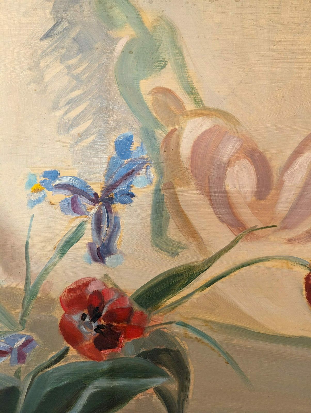 Floral & Figurine Oil Painting photo vintage