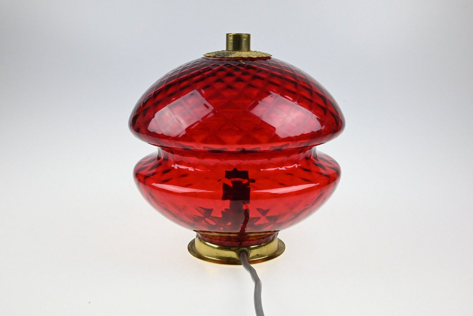 Vintage Mood Lamp, Mid Century Lamp, Bedside Lamp, Mid Century Glass Lamp, Table Lamp, Desk Lamp, Vintage Light, Vintage Lighting, Red Lamp photo for sale