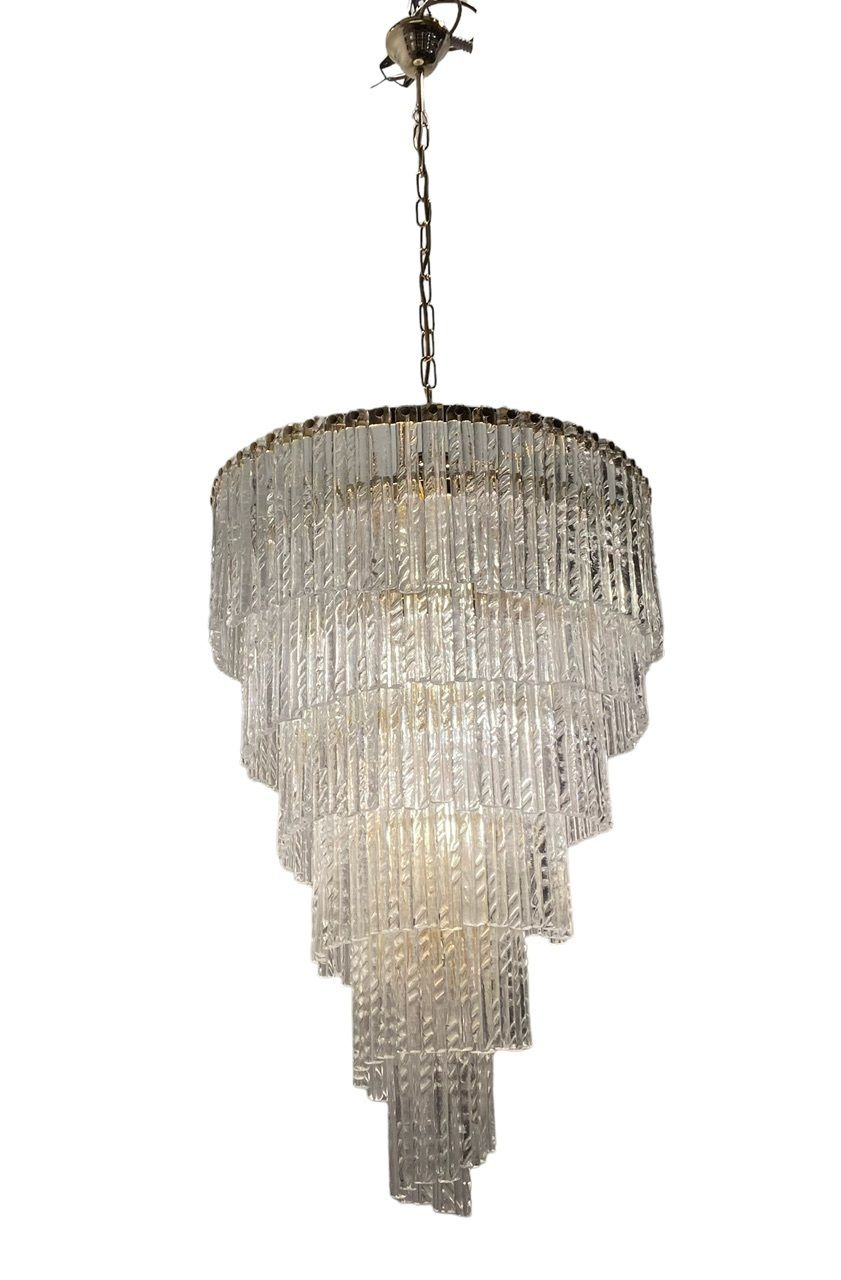photo furniture Large Spiral Murano Glass Chandelier 1980’s