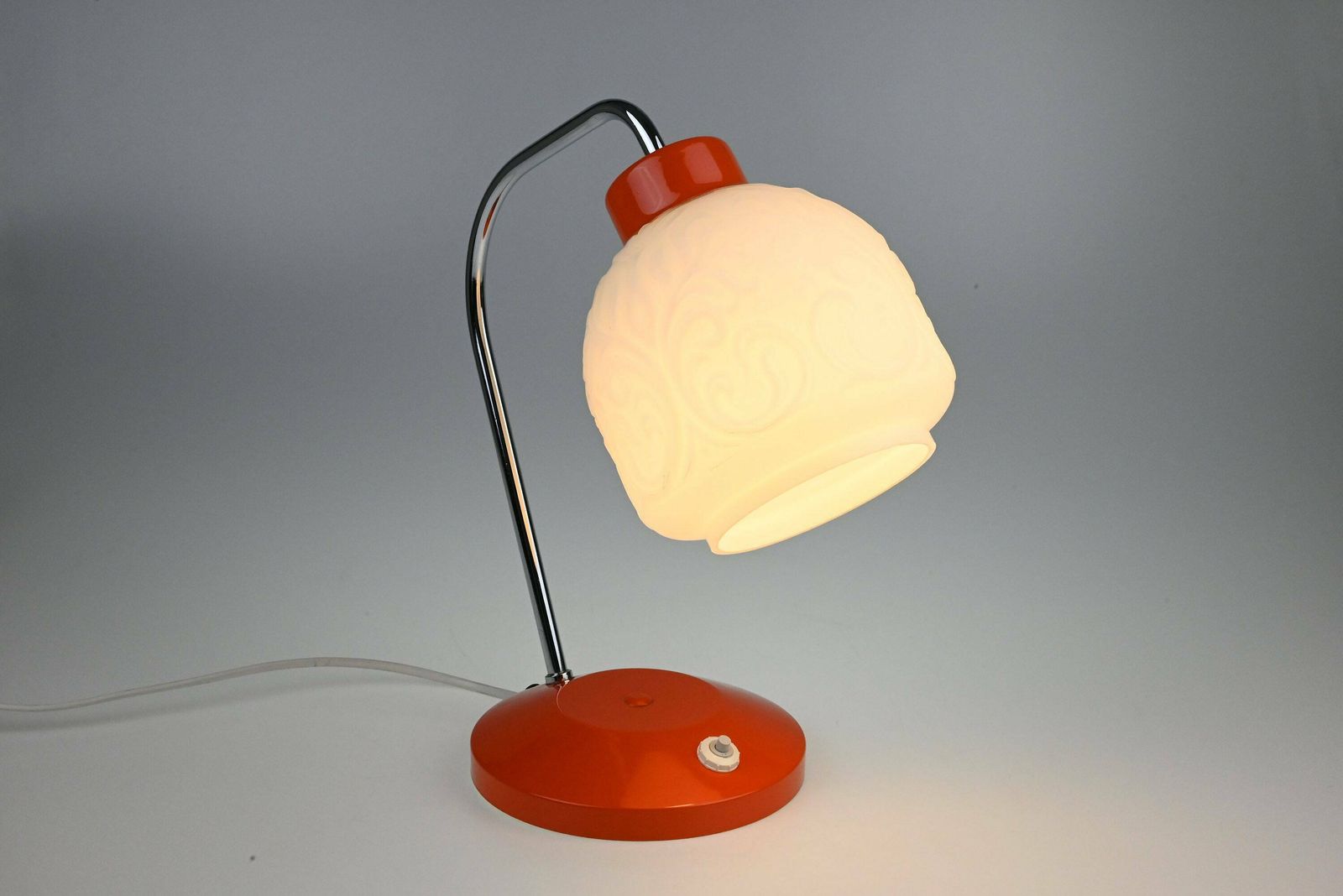 Mid Century Desk Lamp, Desk Metal Lamp, Table Lamp, Desk Lamp, Mid Century Lamp, Metal Lamp, Orange Lamp, Chrome Lamp, Table Light photo furniture