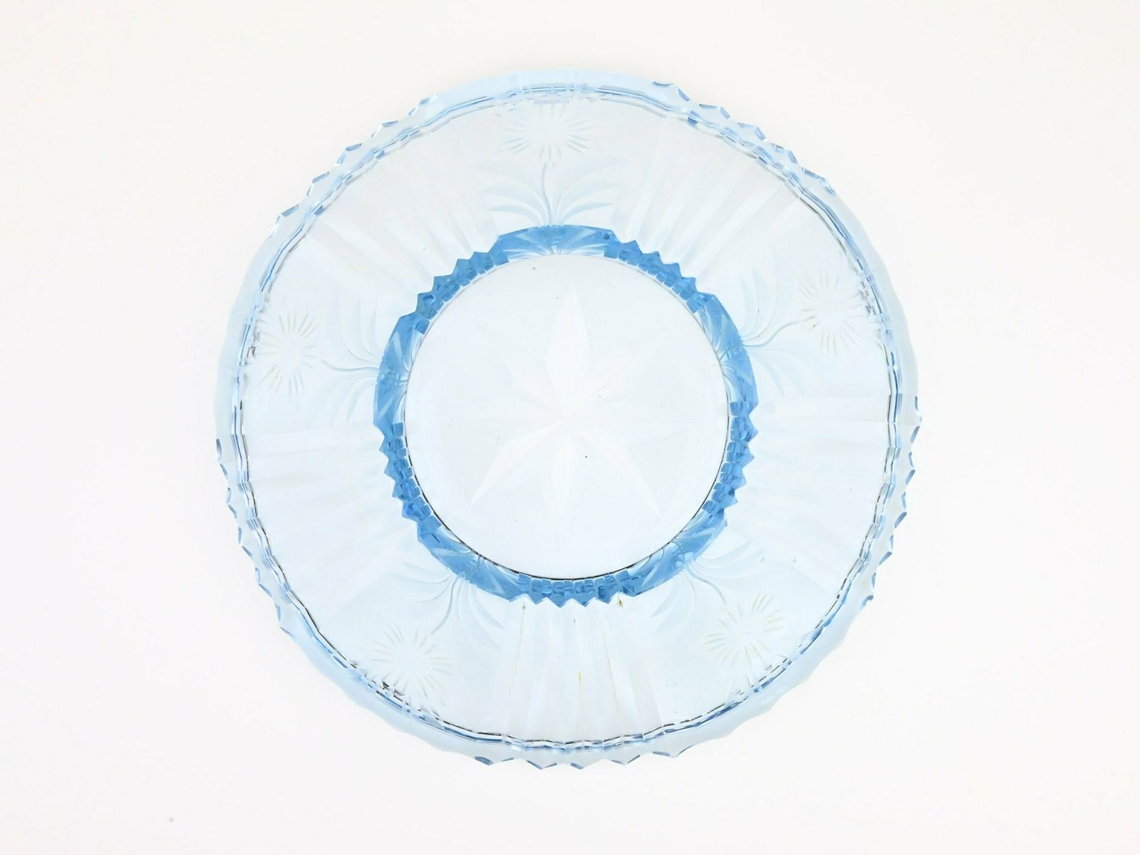 Antique Blue Glass Bowl With Floral Etchings   Timeless Beauty From The 1930s 1940s, Cut To Clear Bowl, Antique Glass Bowl, Blue Glass photo buy