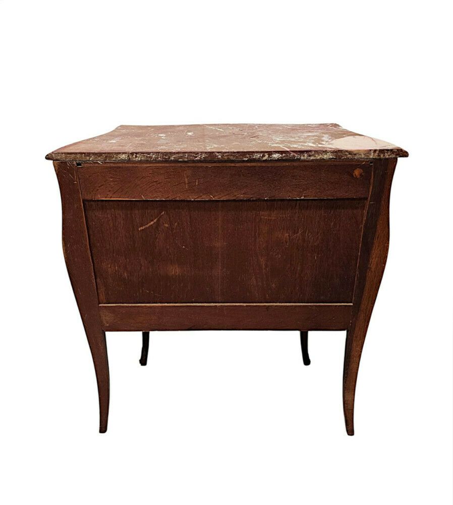 A Very Rare 19th Century Marble Top Inlaid Ormolu Mounted Chest Of Drawers photo for sale
