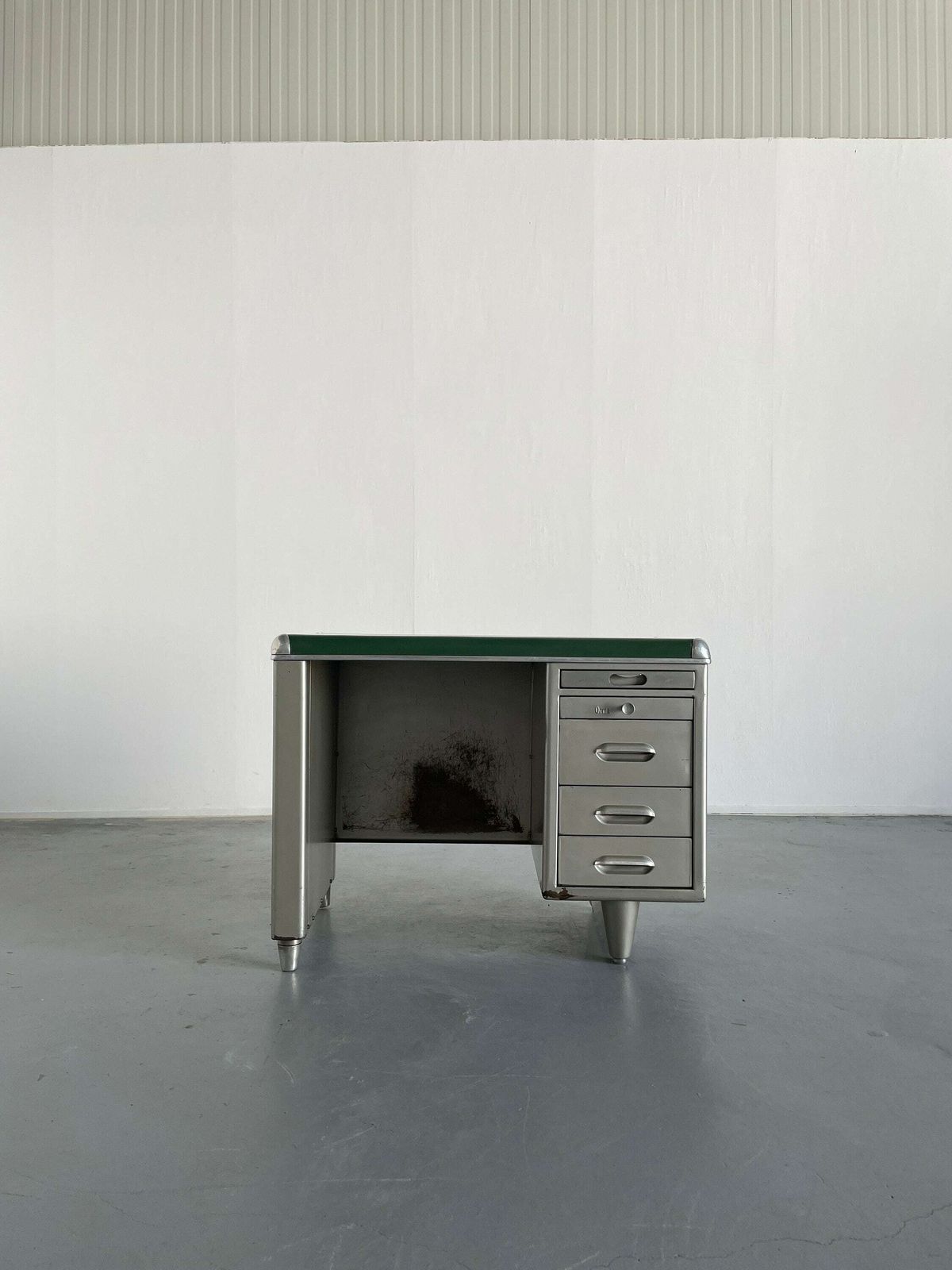 1950s Industrial Single Bank Steel Tanker Desk By Orma Milano, Italy