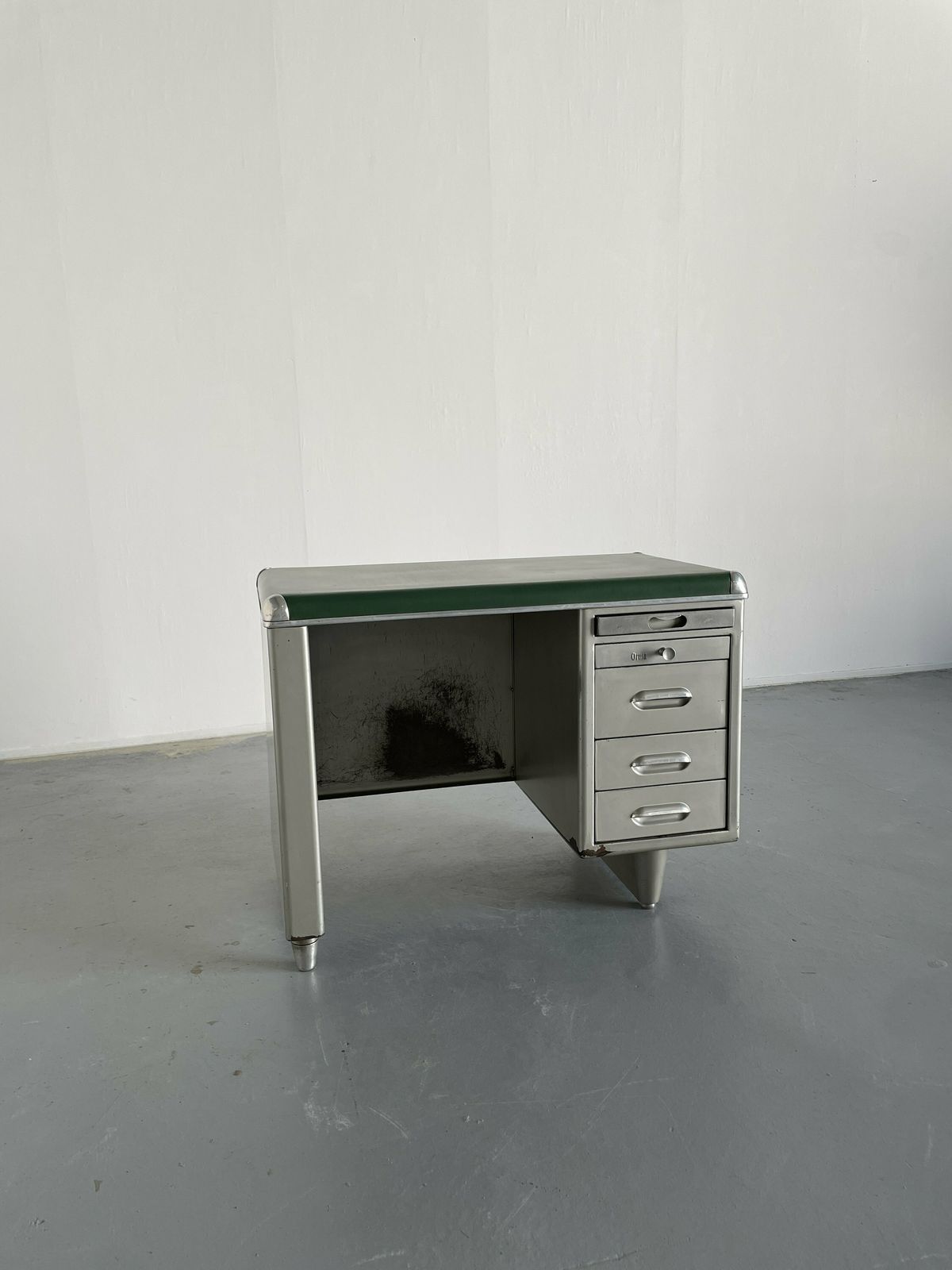 1950s Industrial Single Bank Steel Tanker Desk By Orma Milano, Italy photo Furniture