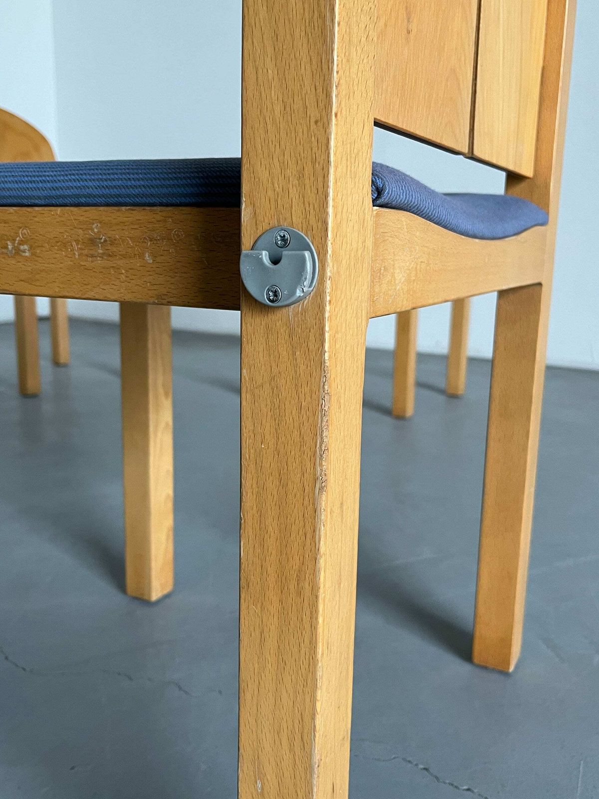 photo for sale Set Of 4 Postmodern Sculptural Wooden Stackable Dining Chairs By Arno Votteler For Bisterfeld And Weiss, Germany 1980