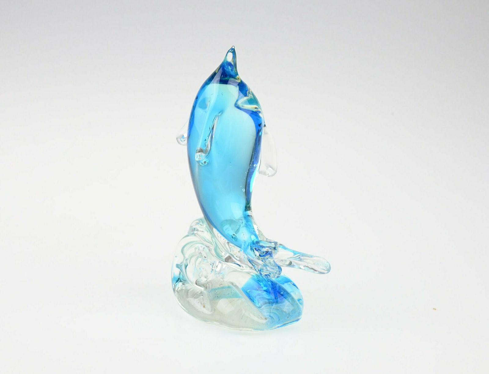 Handcrafted Glass Dolphin On Wave Decoration From The 1960s, Glass Dolphin, Handmade Glass, Vintage Handcrafted Decoration, Glass Sculpture photo 70.0