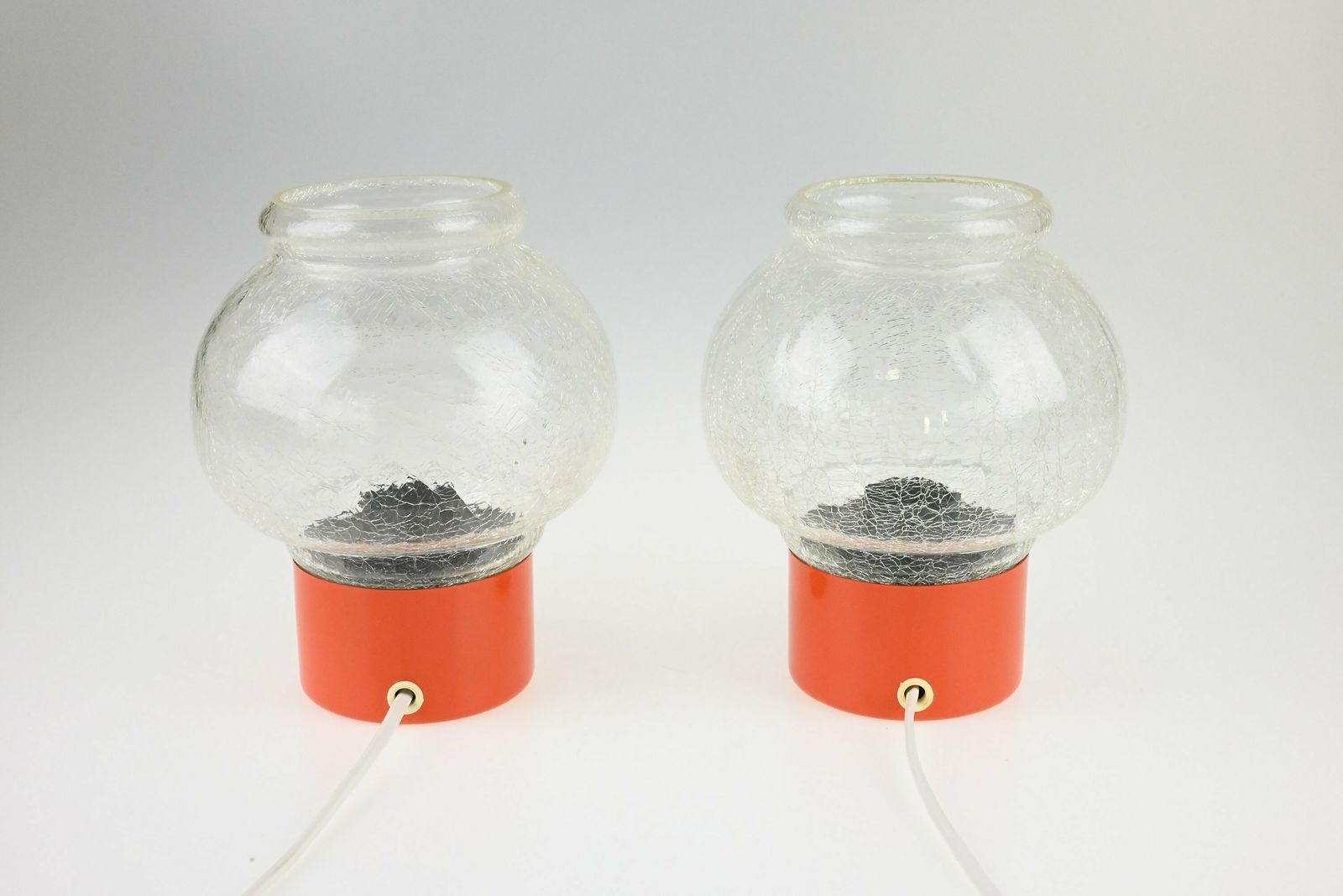 Pair Of Orange Bedside Lamps, Bedside Lamp Pair, Pair Of Lamps, Bedside Lamps, Bedside Lamp, Table Lamp, Desk Lamp, Mid Century Lamp Pair photo for sale