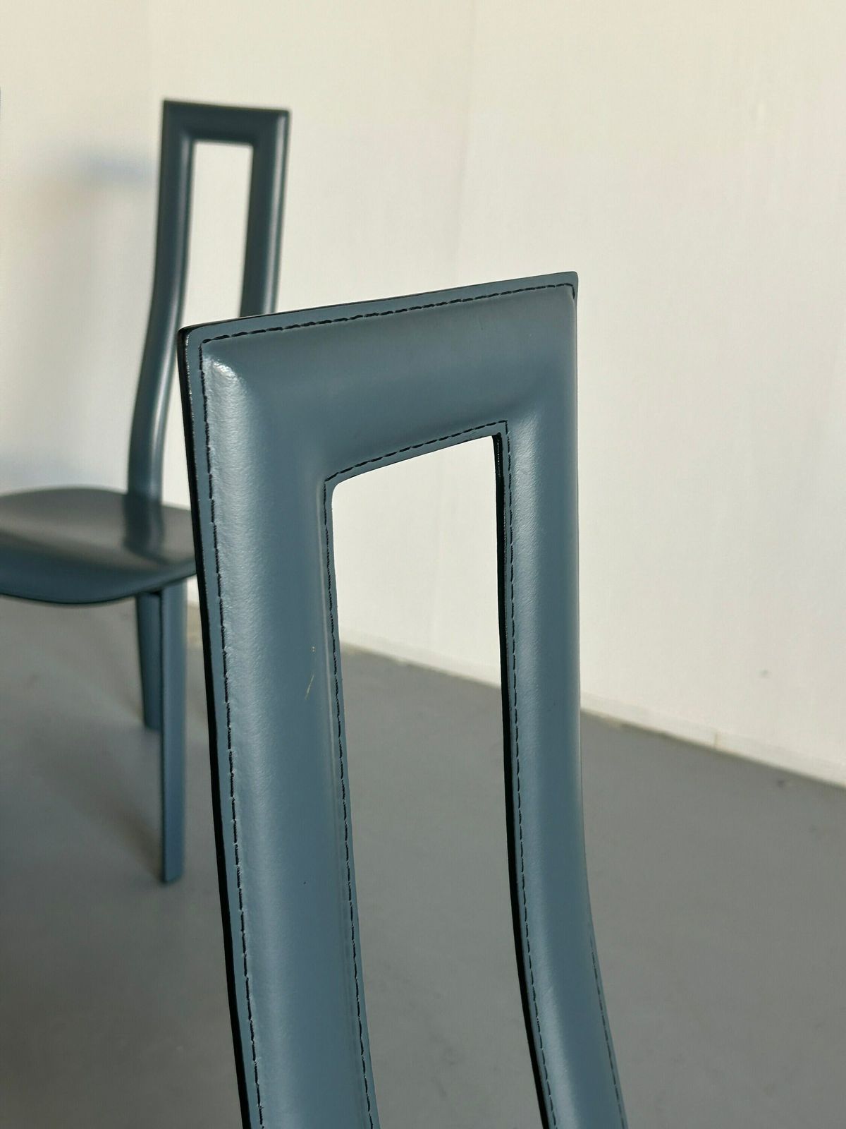 photo furniture Set Of 8 Vintage Italian Leather High Back Postmodern Dining Chairs, In Style Of Pietro Constantini, 1980s Italy