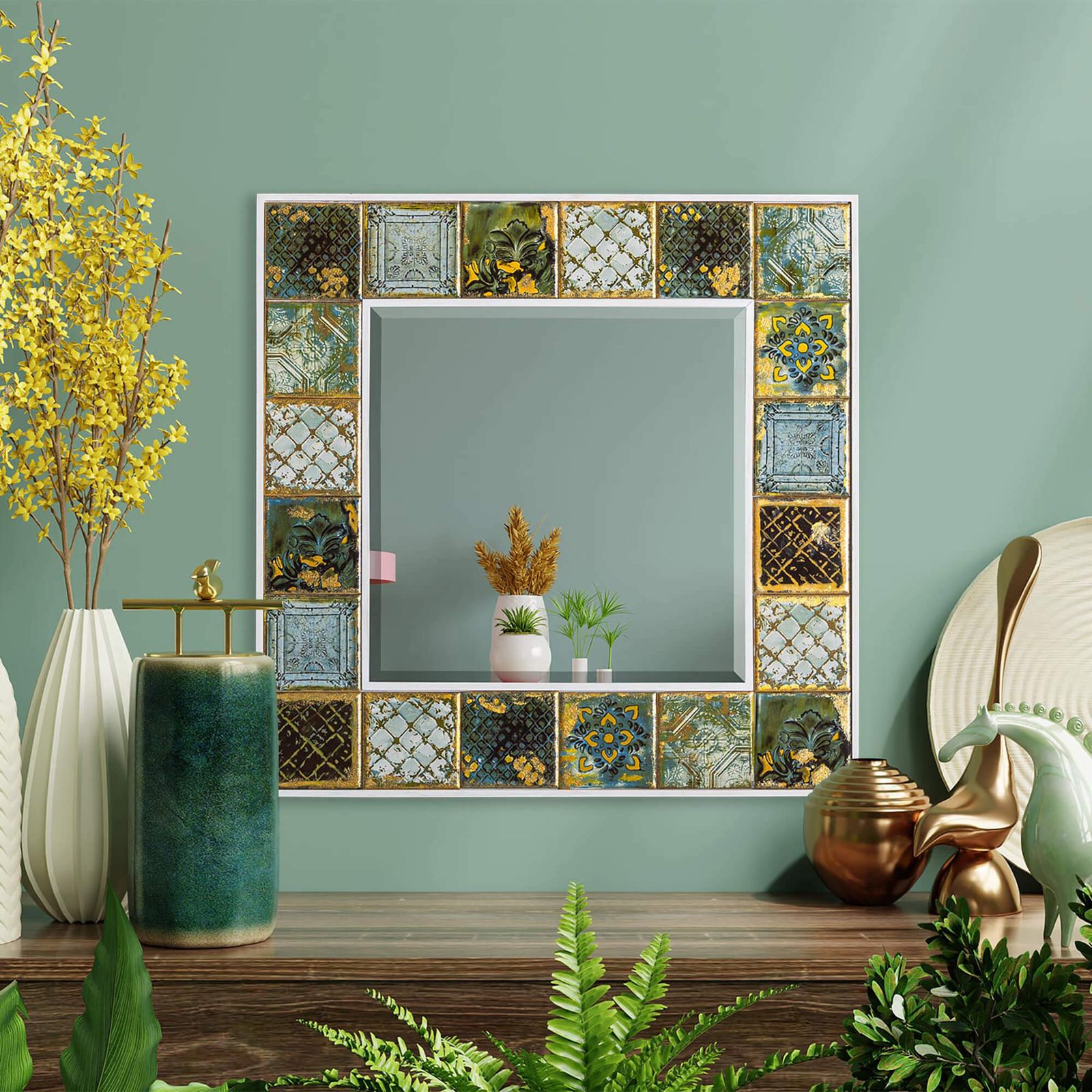 Vance Handmade Natural Wood Framed Living Room Mirror
