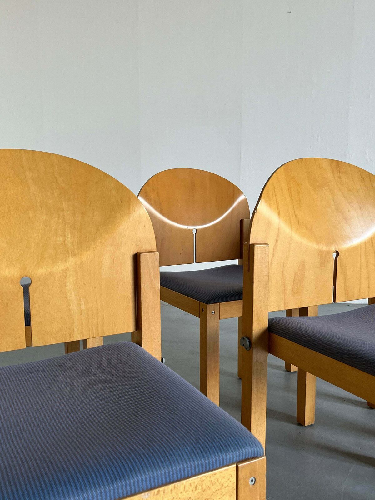 1 Of 6 Postmodern Sculptural Wooden Stackable Dining Chairs By Arno Votteler For Bisterfeld And Weiss, Germany 1980 photo 225.0