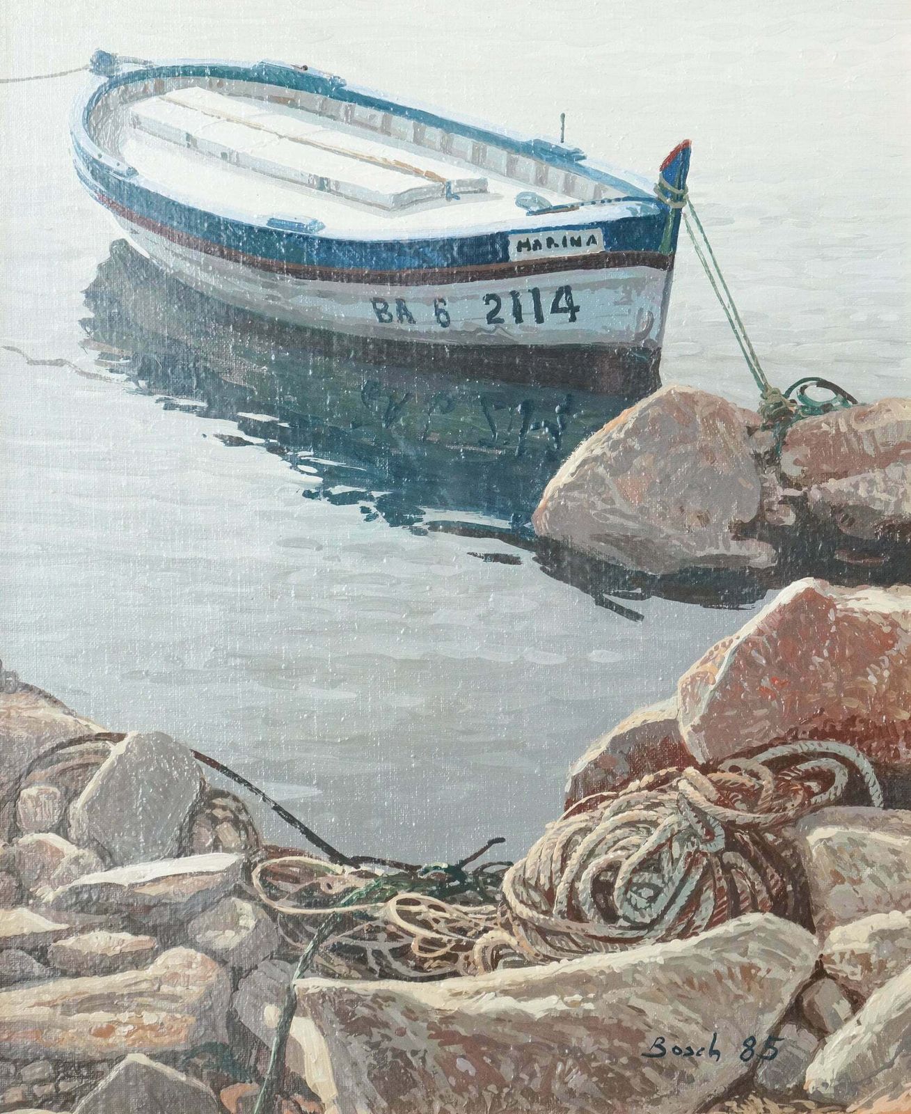 Twee Ingelijste Studies Van Vissersbootjes – Gesigneerd Bosch photo buy