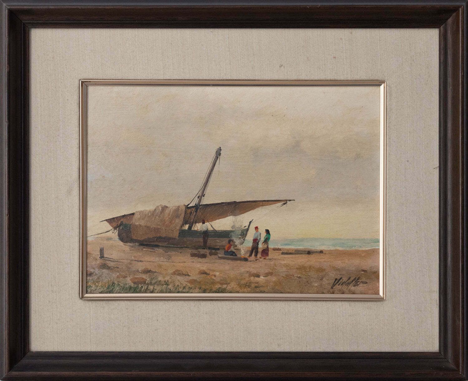 Mediterranean Fishing Boat Beach Scene photo furniture