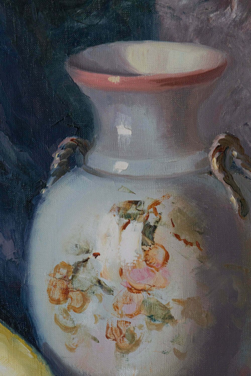 Exotic Mediterranean Fruit And Vase   Signed Framed Oil On Canvas photo Art